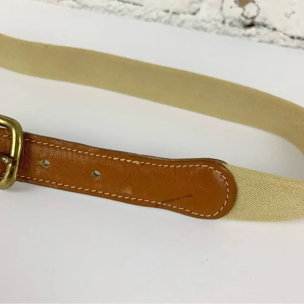 Vintage Solid Brass Leather Elastic Braided Stretch Belt 28-31